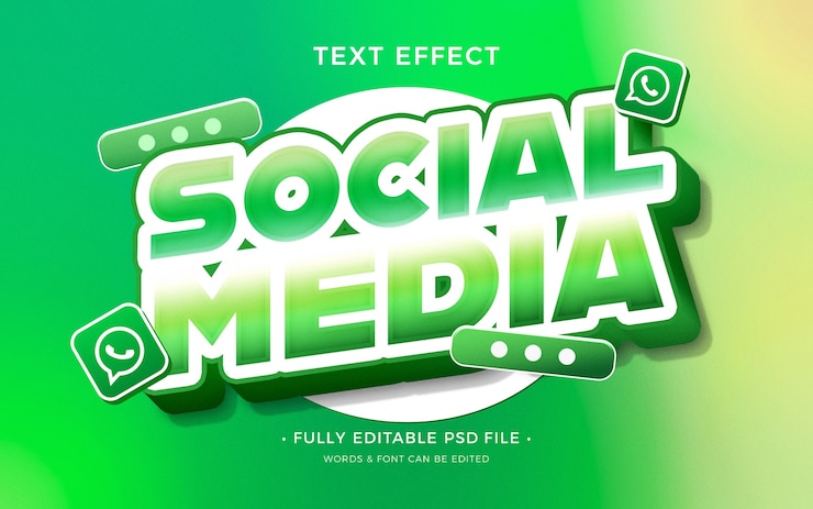 PSD efecto de texto de redes sociales
