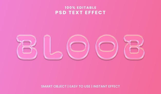 Efecto de texto redondeado suave Bloob Editable con tipografía rosa brillante