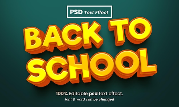 Efecto de texto de regreso a la escuela efecto de texto psd premium editable en 3d