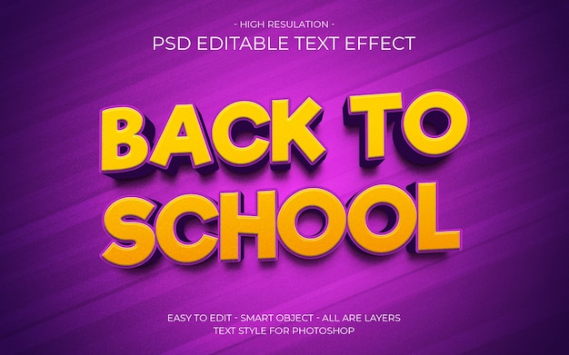 PSD efecto de texto de regreso a la escuela