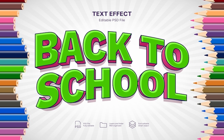 PSD efecto de texto de regreso a la escuela