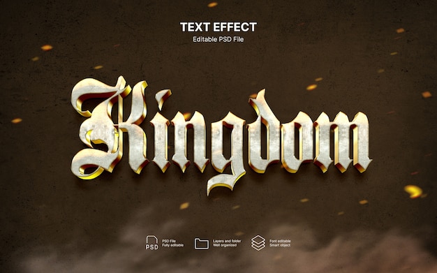 PSD efecto del texto del reino