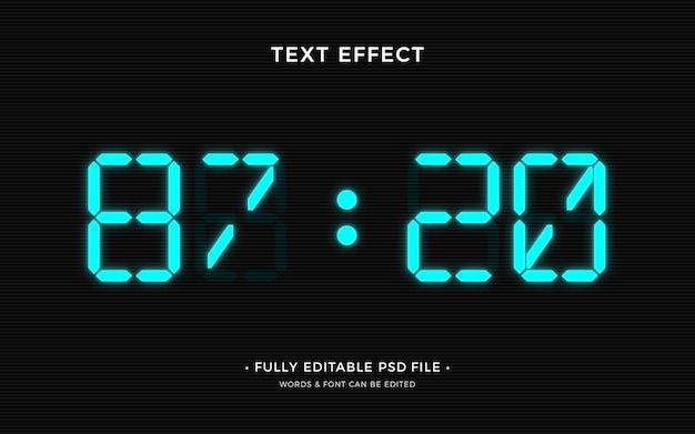 PSD efecto de texto de reloj digital