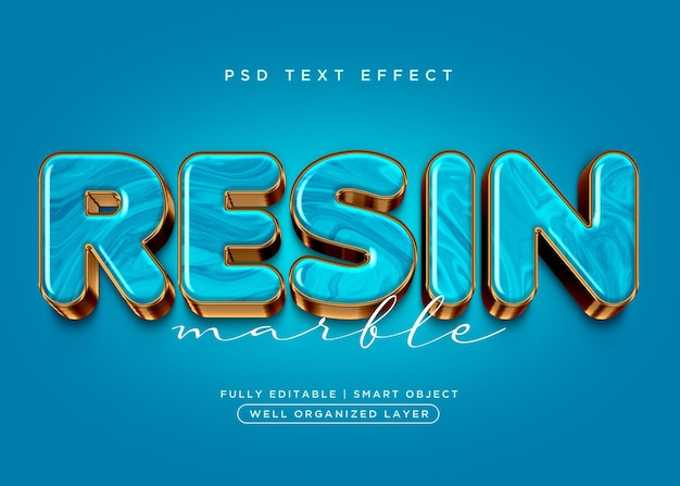 Efecto de texto de resina de estilo 3d