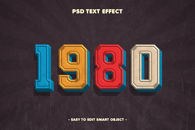 PSD efecto de texto retro de 1980