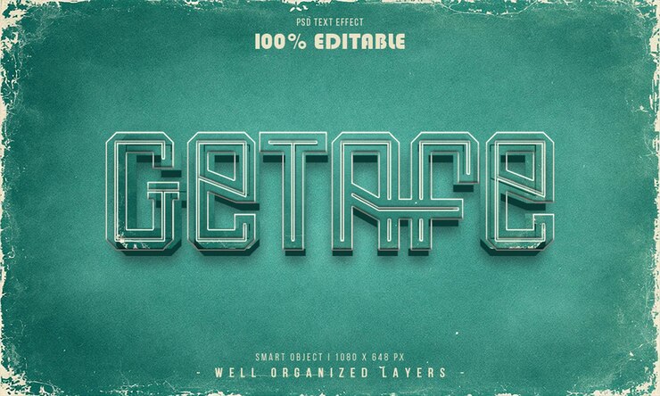 PSD efecto de texto retro 3d getafe tipografía