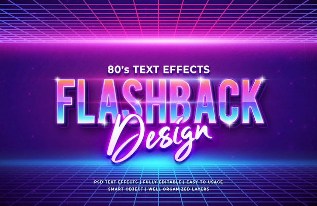 Efecto de texto retro de los 80's flashback design