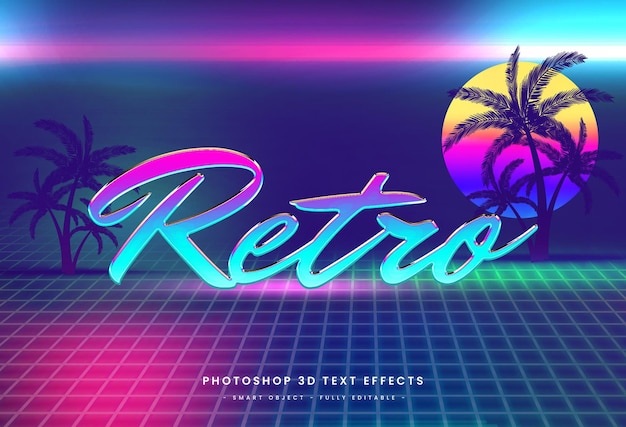 PSD efecto de texto retro de los 80