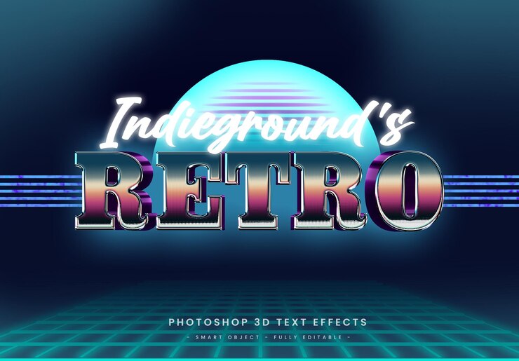 PSD efecto de texto retro de los años 80