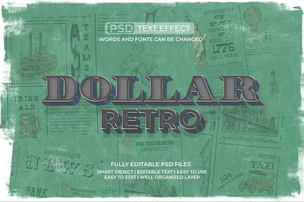 Efecto de texto retro del dólar