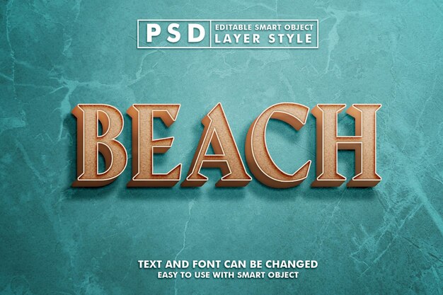 Efecto de texto retro de playa premium psd