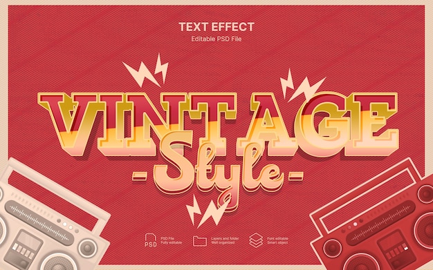 PSD efecto de texto retro vintage