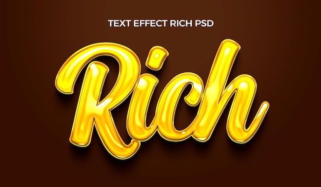 Efecto de texto rico y brillante dorado PSD