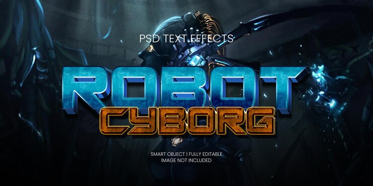 PSD efecto de texto robot ciborg