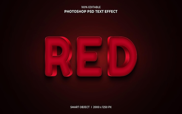 PSD efecto de texto rojo editable en 3d