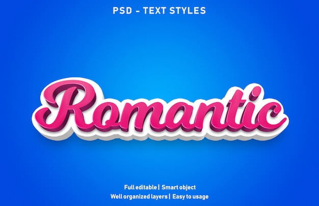 Efecto de texto romántico