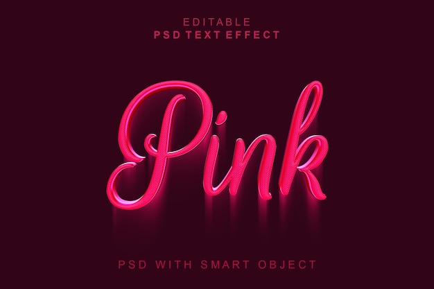 Efecto de texto rosa 3d
