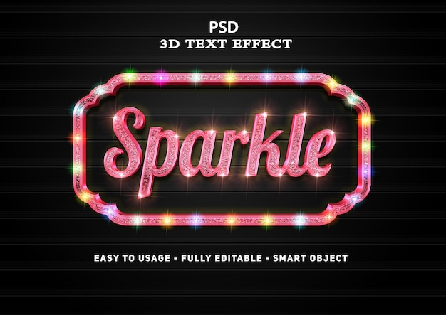 PSD efecto de texto rosa brillante 3d