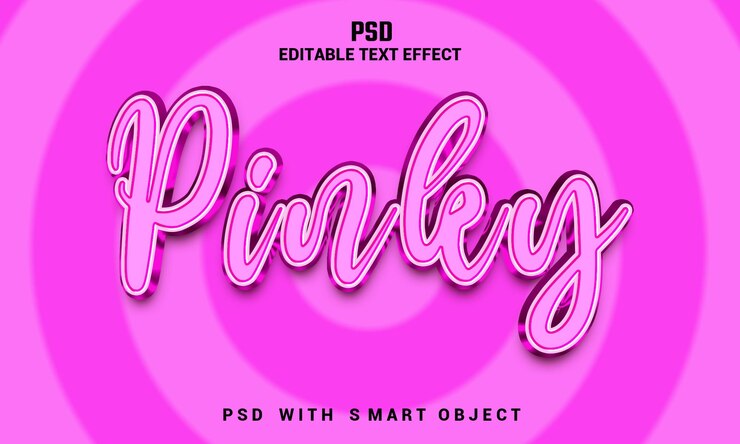 PSD efecto de texto rosa con un círculo rosa en la parte inferior.