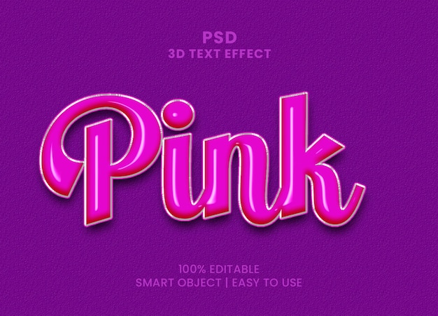 Efecto de texto rosa con fondo morado.
