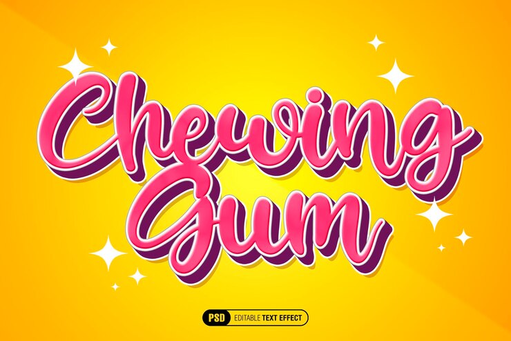 PSD efecto de texto rosado de chicle editable