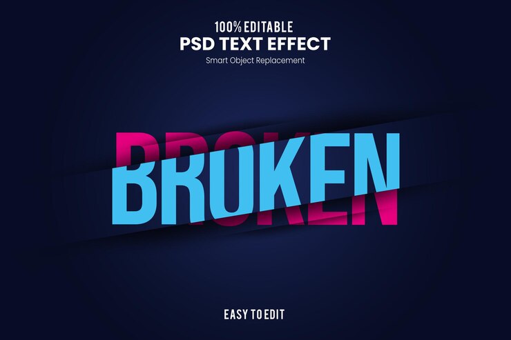 PSD efecto de texto roto