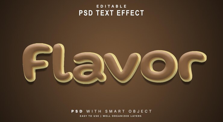 PSD efecto de texto de sabor. objeto inteligente de texto editable