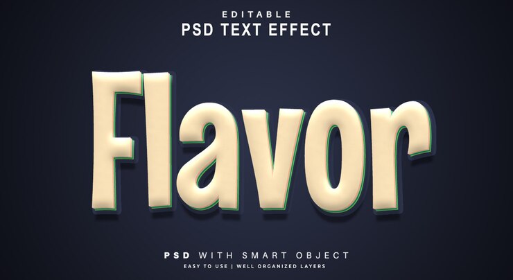 PSD efecto de texto de sabor. objeto inteligente de texto editable