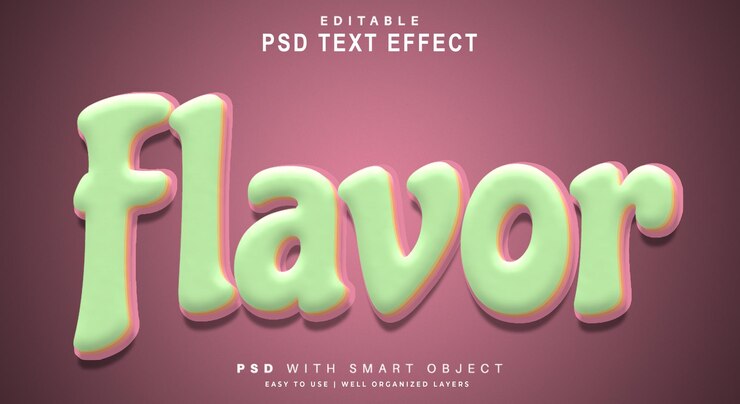 PSD efecto de texto de sabor. objeto inteligente de texto editable