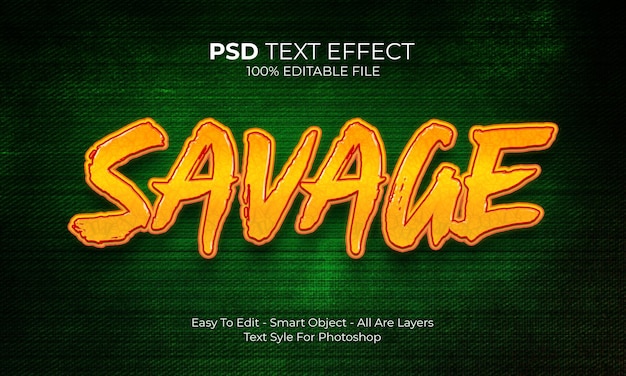 PSD efecto de texto salvaje editable moderno 3d creativo y estilo de fuente minimalista