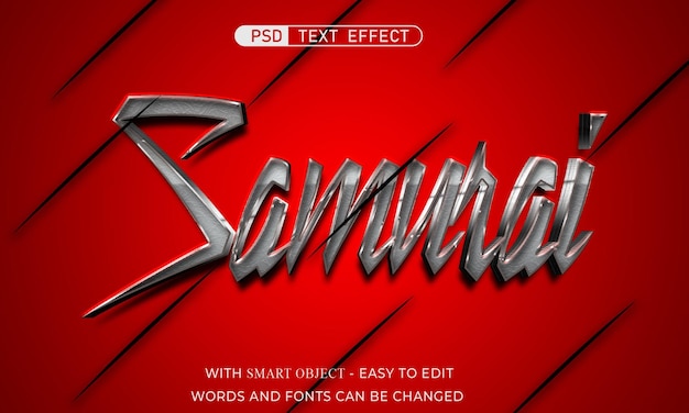 Efecto de texto samurai estilo 3d