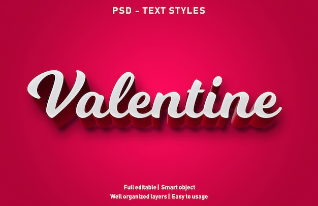 PSD efecto de texto de san valentín