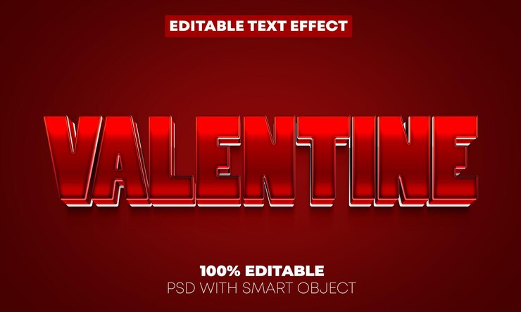 PSD efecto de texto de san valentín