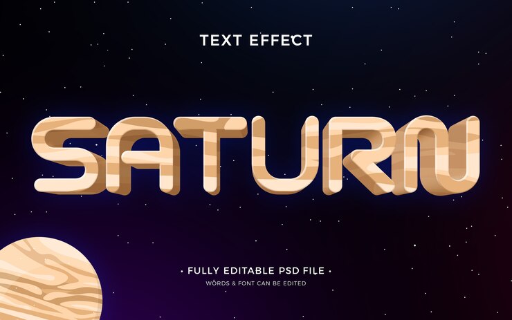 PSD efecto de texto de saturno