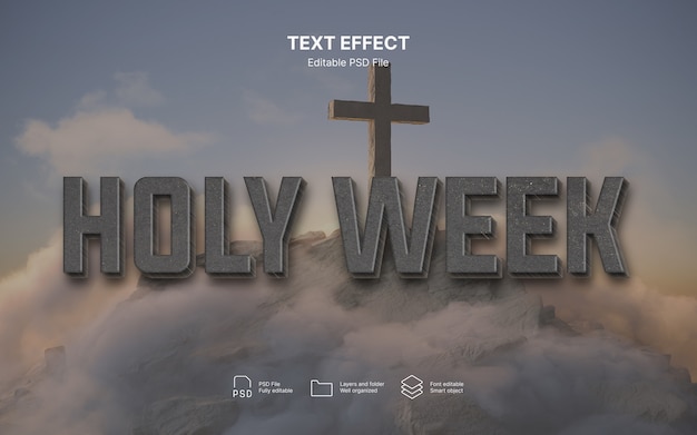 PSD efecto de texto de la semana santa