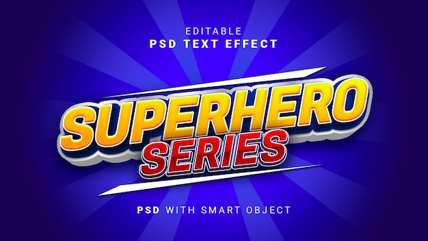 PSD efecto de texto de la serie de superhéroes.