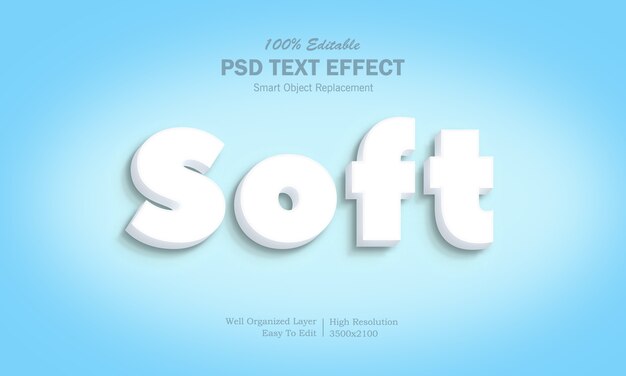 Efecto de texto suave 3d blanco