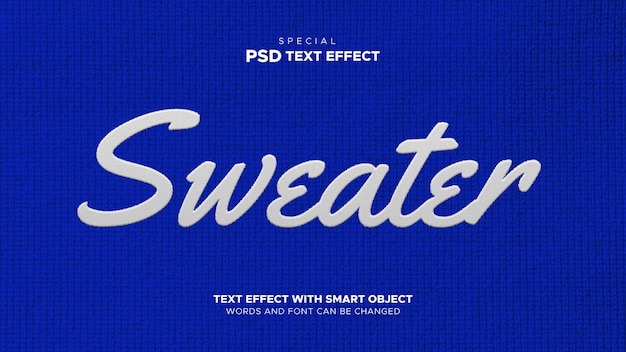 El efecto de texto del suéter PSD