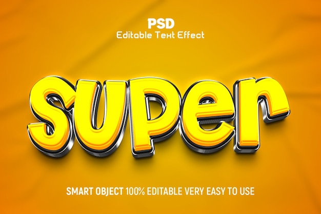 Efecto de texto super 3D editable