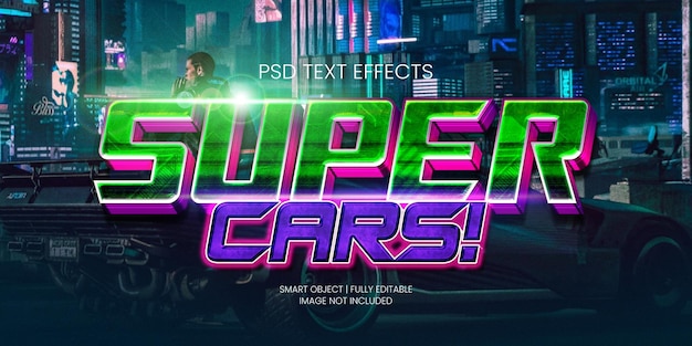 PSD efecto de texto de super coches