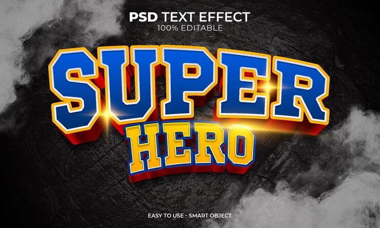 PSD efecto de texto super hero editable estilo de texto groovy