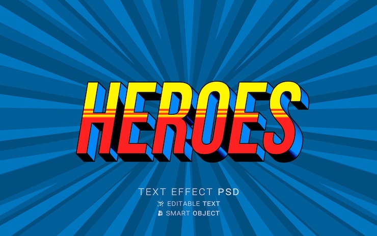PSD efecto de texto de superhéroe creativo