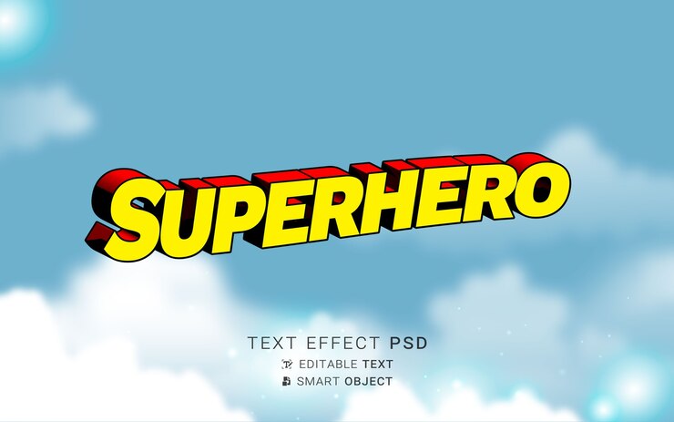 PSD efecto de texto de superhéroe creativo