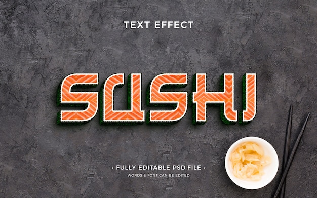PSD efecto de texto de sushi