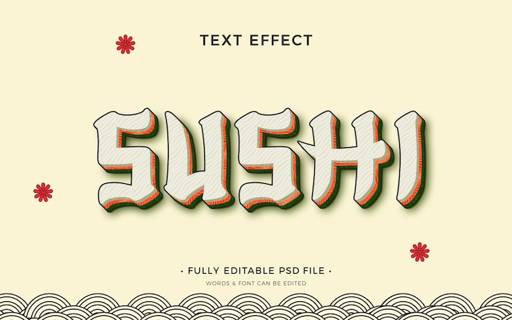PSD efecto de texto de sushi