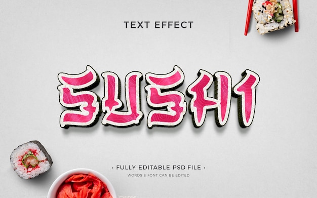 PSD efecto de texto de sushi