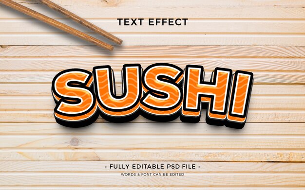 PSD efecto de texto de sushi