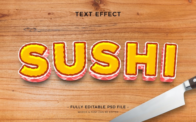 PSD efecto de texto de sushi