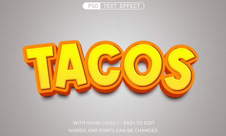 PSD efecto de texto de tacos estilo 3d