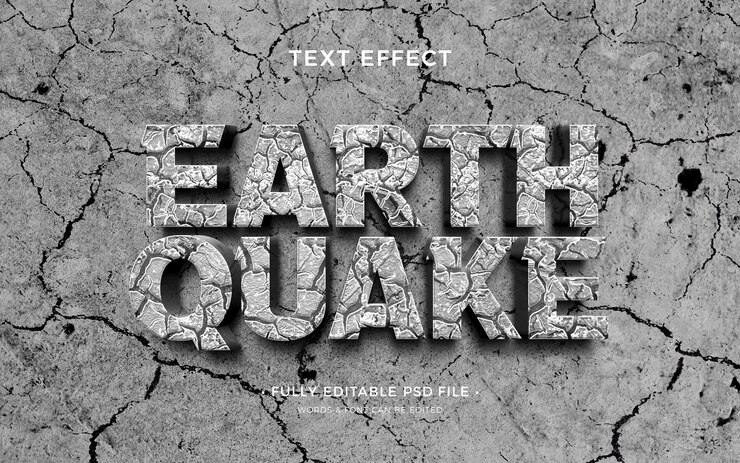 PSD efecto de texto de terremoto